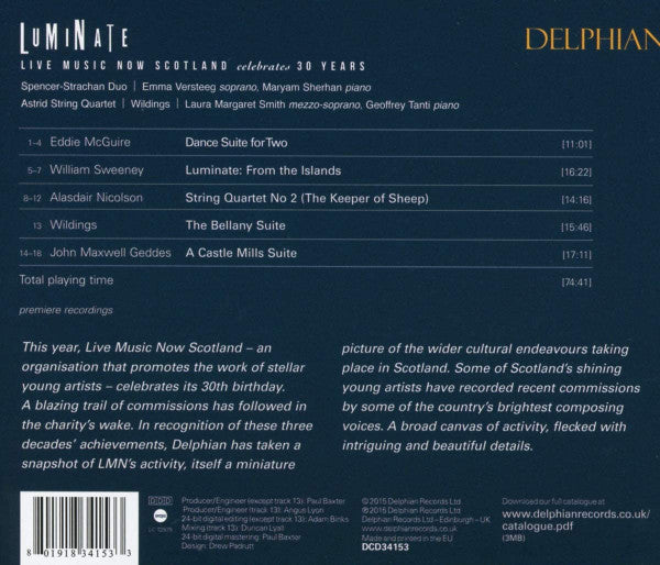 Various : Luminate: Live Music Now Scotland Celebrates 30 Years (CD, Album)