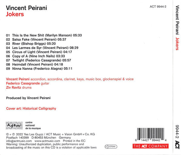 Vincent Peirani : Jokers (CD, Album)