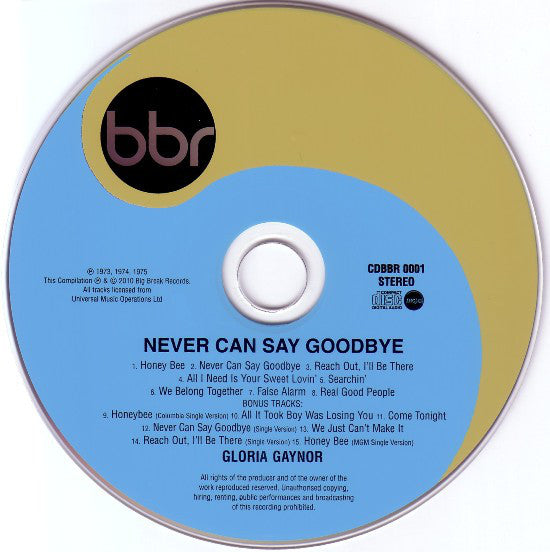Gloria Gaynor : Never Can Say Goodbye (CD, Album, P/Mixed, RE, RM, Sup)