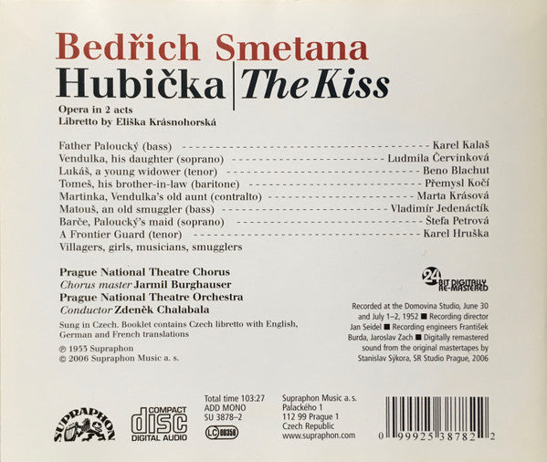 Bedřich Smetana, Jarmil Burghauser, Zdeněk Chalabala : Hubička/The Kiss (2xCD, Album, RM)