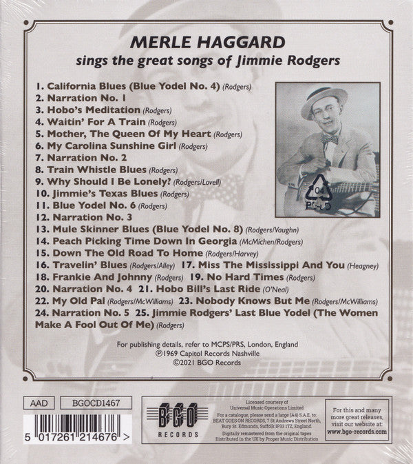 Merle Haggard : Same Train, A Different Time (Merle Haggard Sings The Great Songs Of Jimmie Rodgers) (CD, Album, RE, RM)