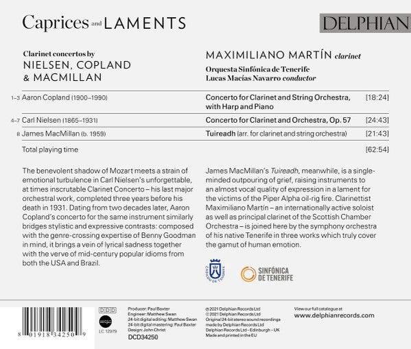 Maximiliano Martin, Orquesta Sinfónica de Tenerife, Lucas Macias Navarro : Caprices And Laments (CD, Album)