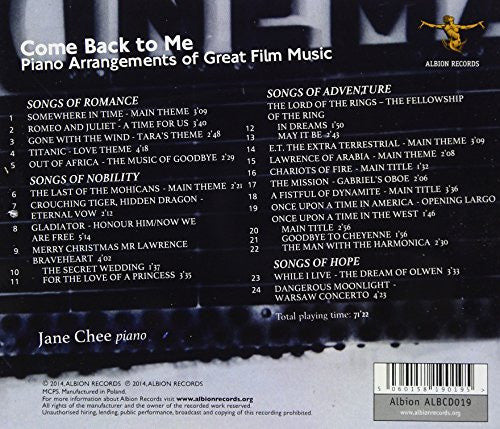 Jane Ng Chee Yean : Come Back To Me: Piano Arrangements Of Great Film Music (CD, Album)