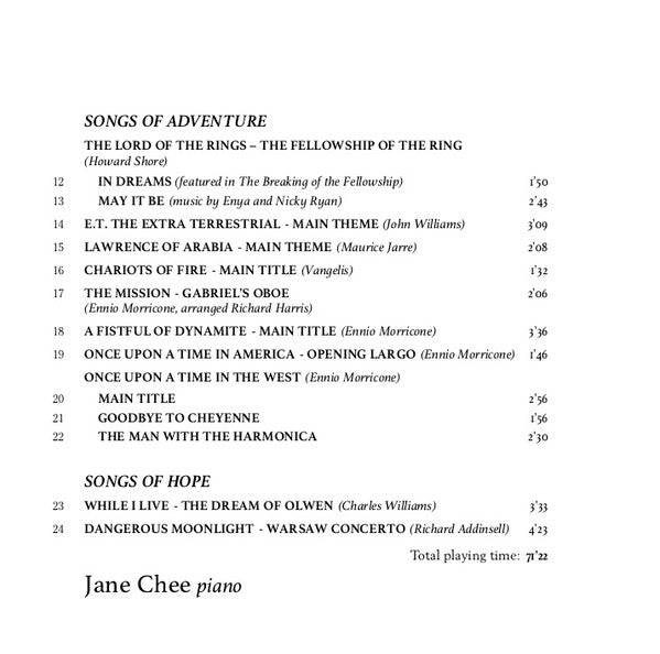 Jane Ng Chee Yean : Come Back To Me: Piano Arrangements Of Great Film Music (CD, Album)