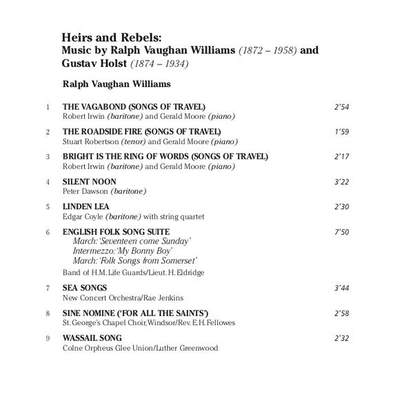 Ralph Vaughan Williams And Gustav Holst : Heirs And Rebels (2xCD, Album)