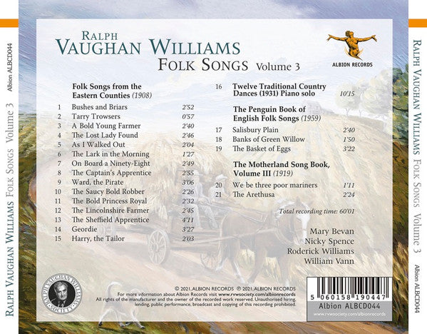 Ralph Vaughan Williams, Mary Bevan, Nicky Spence, Roderick Williams (3), William Vann : Folk Songs Volume 3 (CD, Album)