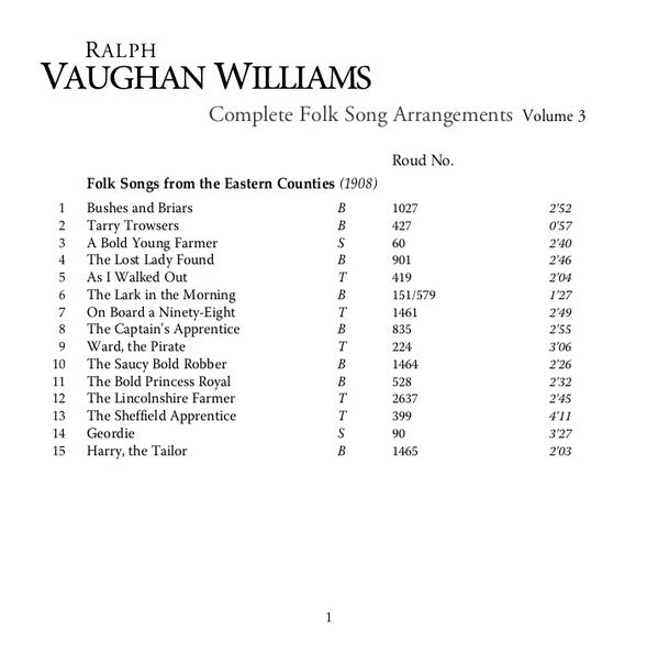Ralph Vaughan Williams, Mary Bevan, Nicky Spence, Roderick Williams (3), William Vann : Folk Songs Volume 3 (CD, Album)