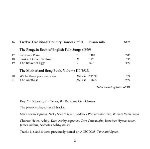 Ralph Vaughan Williams, Mary Bevan, Nicky Spence, Roderick Williams (3), William Vann : Folk Songs Volume 3 (CD, Album)