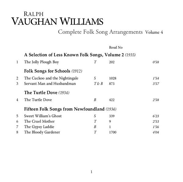 Ralph Vaughan Williams, Mary Bevan, Nicky Spence, Roderick Williams (3), William Vann : Folk Songs Volume 4 (CD, Album)