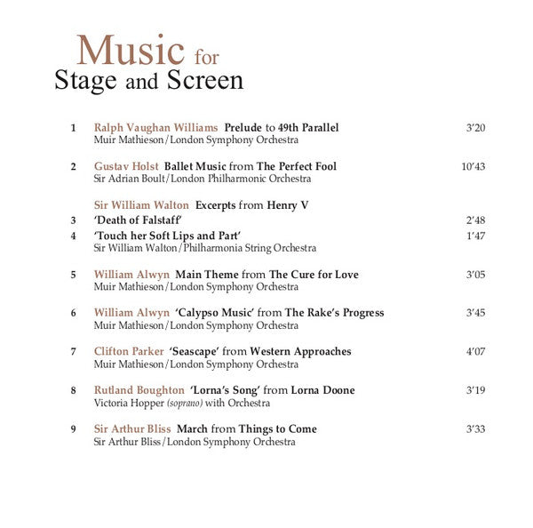Various : Music For Stage And Screen  (CD, Comp, RM)