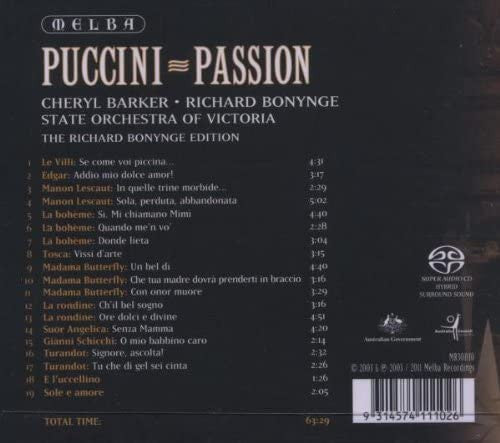 Giacomo Puccini, Cheryl Barker, Richard Bonynge, State Orchestra Of Victoria : Puccini ≡ Passion (SACD, Hybrid, Album, RE, RM)
