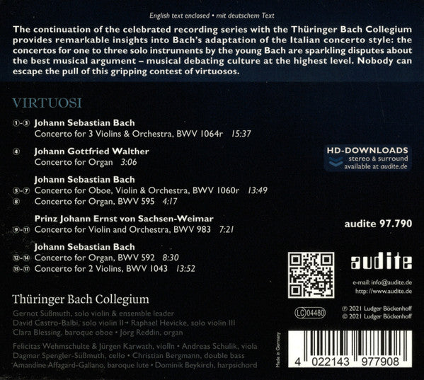 Johann Sebastian Bach, Johann Ernst von Sachsen-Weimar – Thüringer Bach Collegium : Virtuosi (CD, Album)