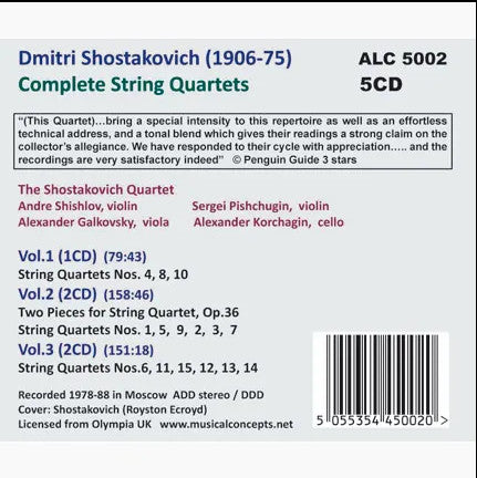 Shostakovich Quartet : Shostakovich: Complete String Quartets (5xCD)