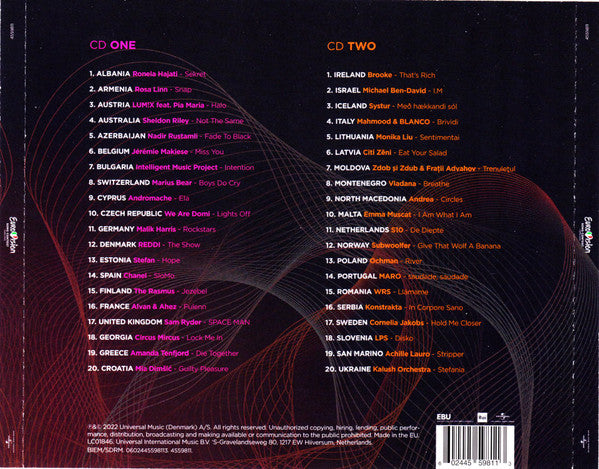 Various : Eurovision Song Contest Turin 2022 (2xCD, Album, Comp)