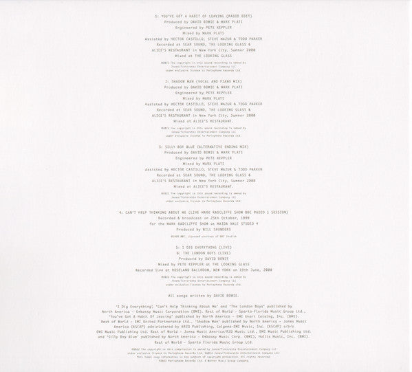 David Bowie : Toy E.P. ("You've Got It Made With All The Toys") (CD, EP, RSD, Ltd)