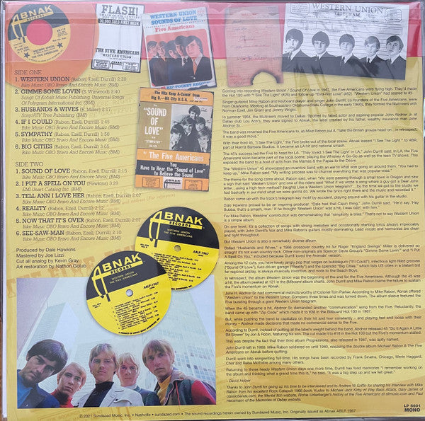 The Five Americans : Western Union / Sound Of Love (LP, RSD, Mono, RE, Abn)