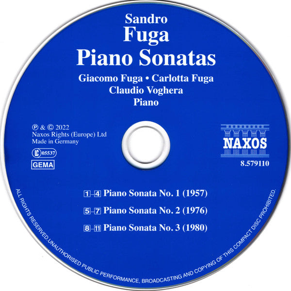 Sandro Fuga, Giacomo Fuga, Carlotta Fuga, Claudio Voghera : Piano Sonatas Nos. 1-3 (CD, Album)