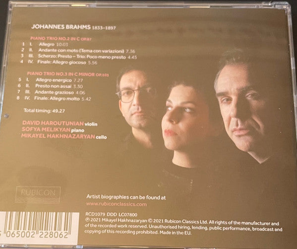 Johannes Brahms, David Haroutunian, Sofya Melikyan, Mikayel Hakhnazaryan : Piano Trios 2 & 3 (CD)