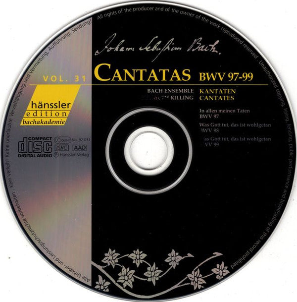 Johann Sebastian Bach : Cantatas BWV 97-99 (CD, RM)