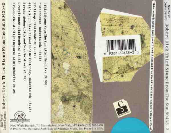 Robert Dick : Third Stone From The Sun (CD, Album)