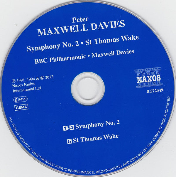 Peter Maxwell Davies, BBC Philharmonic : Symphony No. 2 & St Thomas Wake (CD, Comp, RE)
