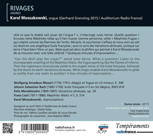 Johann Sebastian Bach, Wolfgang Amadeus Mozart, Felix Mendelssohn-Bartholdy, Franz Liszt - Karol Mossakowski : Rivages (CD, Album, Dig)