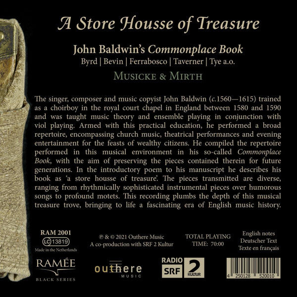 William Byrd | Elway Bevin | Alfonso Ferrabosco (2) | John Taverner | Christopher Tye, Musicke & Mirth : A Store Housse Of Treasure - John Baldwin's Commonplace Book (CD, Album)