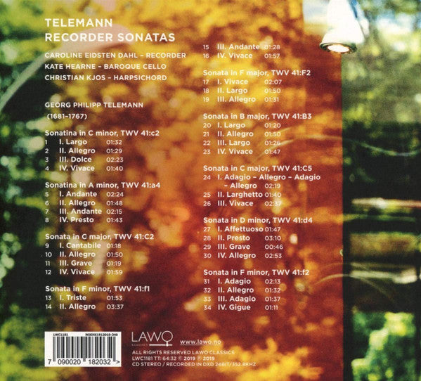 Georg Philipp Telemann, Caroline Eidsten Dahl, Kate Hearne, Christian Kjos : Recorder Sonatas (CD, Album, Dig)