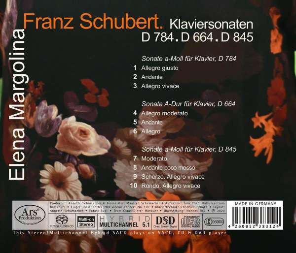 Franz Schubert, Elena Margolina : Klaviersonaten D 784, D 664, D 845 (SACD, Hybrid, Multichannel, Album)