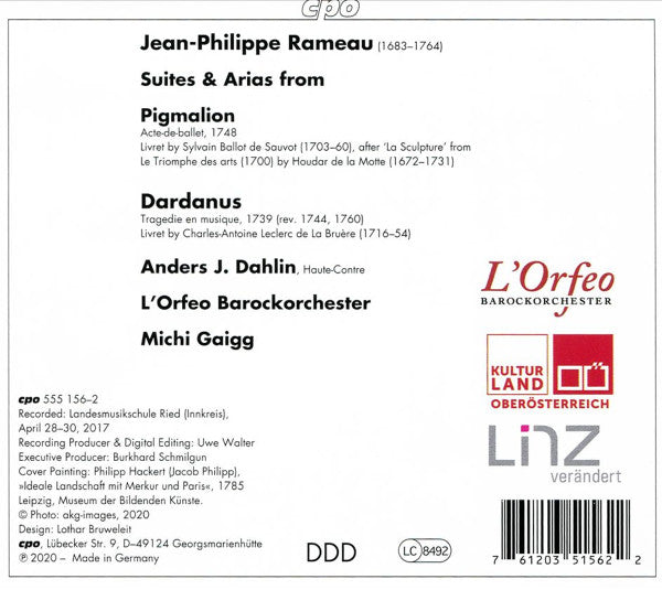 Jean-Philippe Rameau - Anders J. Dahlin, L'Orfeo Barockorchester, Michi Gaigg : Pigmalion · Dardanus (Suites & Arias) (CD, Album)