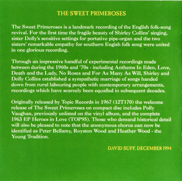 Shirley Collins : The Sweet Primeroses (CD, Album, RE)