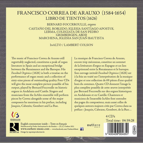 Francisco Correa De Arauxo / Bernard Foccroulle, InAlto : Libro de Tientos (4xCD, Album + Box, cla)