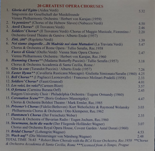 The Robert Shaw Chorale : Greatest Opera Choruses (CD, Comp)