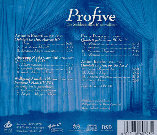 Süddeutsche Bläsersolisten Profive : Bläserquintette der Klassik (SACD, Hybrid, Multichannel)