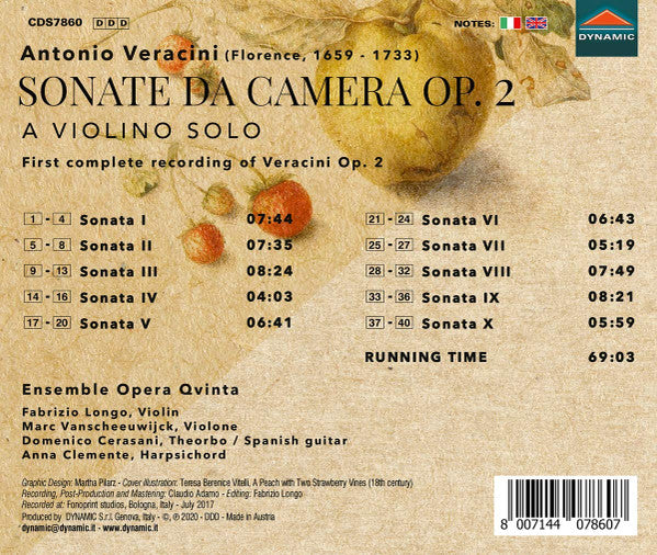 Antonio Veracini - Opera Qvinta : Sonate Da Camera Op. 2 (2xCD, Album)