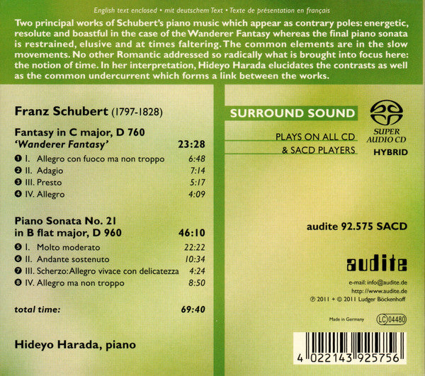 Hideyo Harada, Franz Schubert : Schubert (SACD, Hybrid, Multichannel)