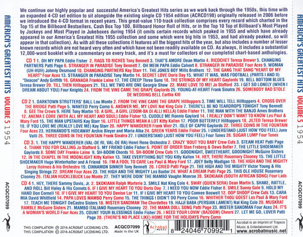 Various : America's Greatest Hits Volume 5 1954 (4xCD, Comp, S/Edition, Exp)