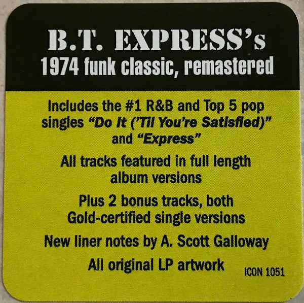 B.T. Express : Do It ('Til You're Satisfied) (CD, Album, RE, RM)