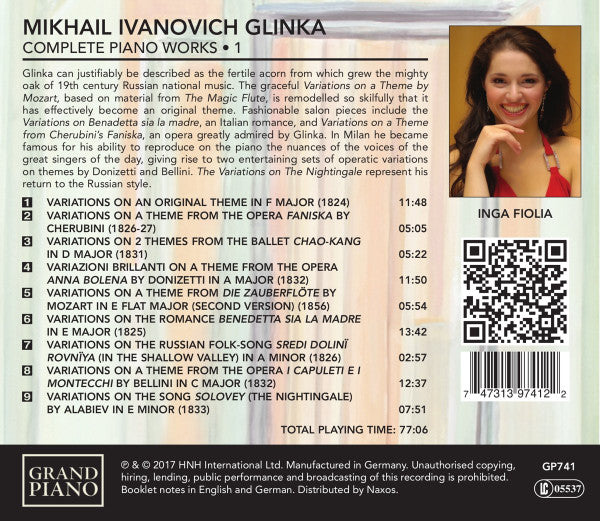 Mikhail Ivanovich Glinka, Inga Fiolia : Complete Piano Works • 1  - Variations (CD)