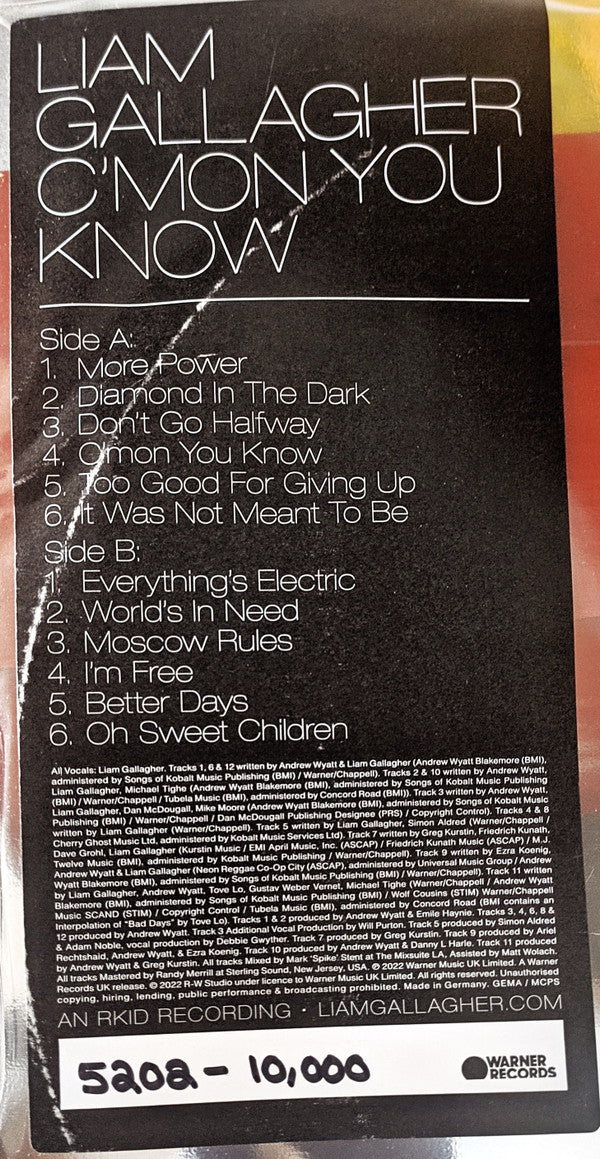 Liam Gallagher : C’mon You Know (LP, Album, Ltd, Num, Pic, Zoe)