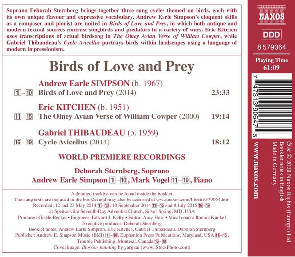 Deborah Sternberg, Andrew Earle Simpson, Mark Vogel : Birds Of Love And Prey (CD, Album)