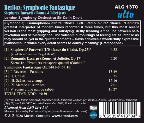 Hector Berlioz, London Symphony Orchestra, Sir Colin Davis : Symphonie Fantastique / Shepherds’ Farewell / Romeo & Juliet (exc) (CD, Comp)