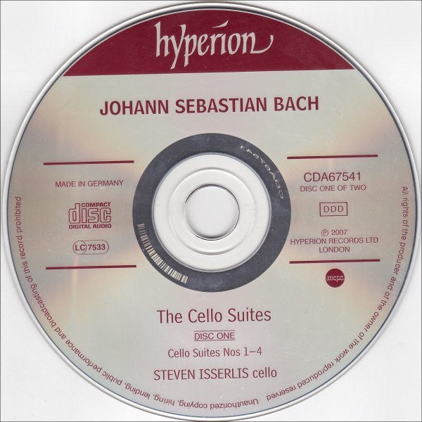 Johann Sebastian Bach - Steven Isserlis : The Cello Suites (2xCD, Album)