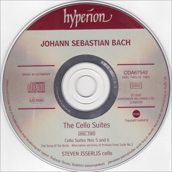 Johann Sebastian Bach - Steven Isserlis : The Cello Suites (2xCD, Album)