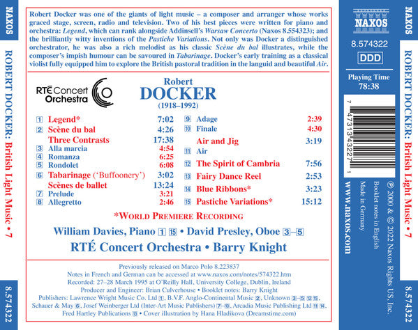 Robert Docker : Three Contrasts • Scènes De Ballet • Pastiche Variations (CD, Album, RE)