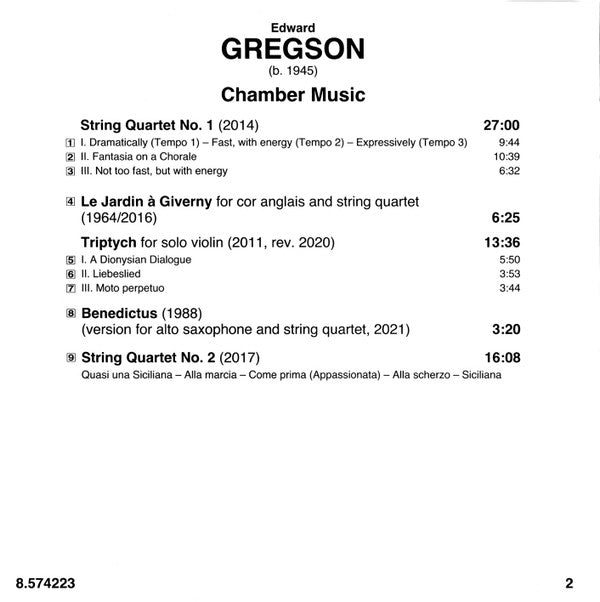 Edward Gregson, Navarra String Quartet, Benjamin Marquise Gilmore, Alison Teale, Rob Buckland : Chamber Music (CD, Album)