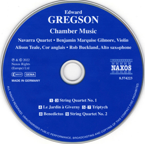 Edward Gregson, Navarra String Quartet, Benjamin Marquise Gilmore, Alison Teale, Rob Buckland : Chamber Music (CD, Album)
