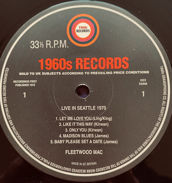 Fleetwood Mac : Live In Seattle 1970 (2xLP, Mono, Unofficial)