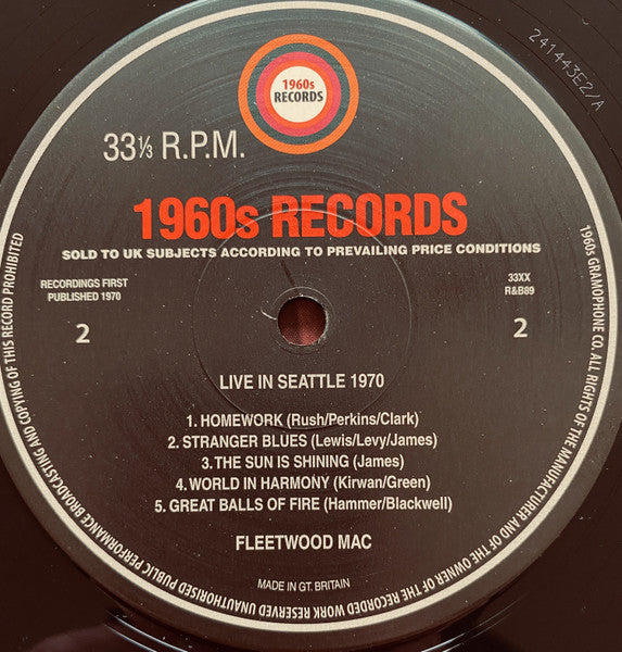 Fleetwood Mac : Live In Seattle 1970 (2xLP, Mono, Unofficial)