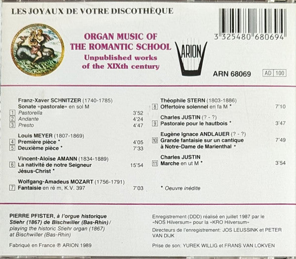 Pierre Pfister : L'Orgue Romantique (Ouevres Inédites Du XIXe Siècle)) (CD, Album)